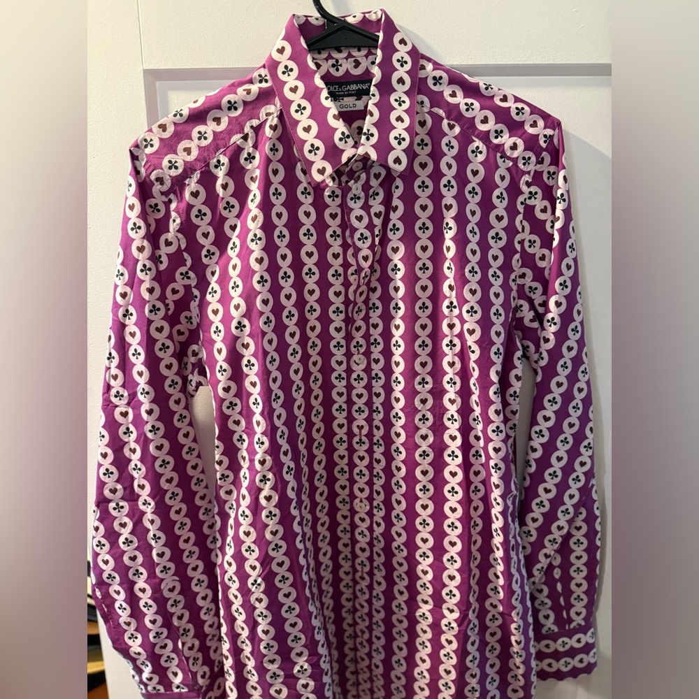 Dolce & Gabbana Purple and Cream Geometric Shirt